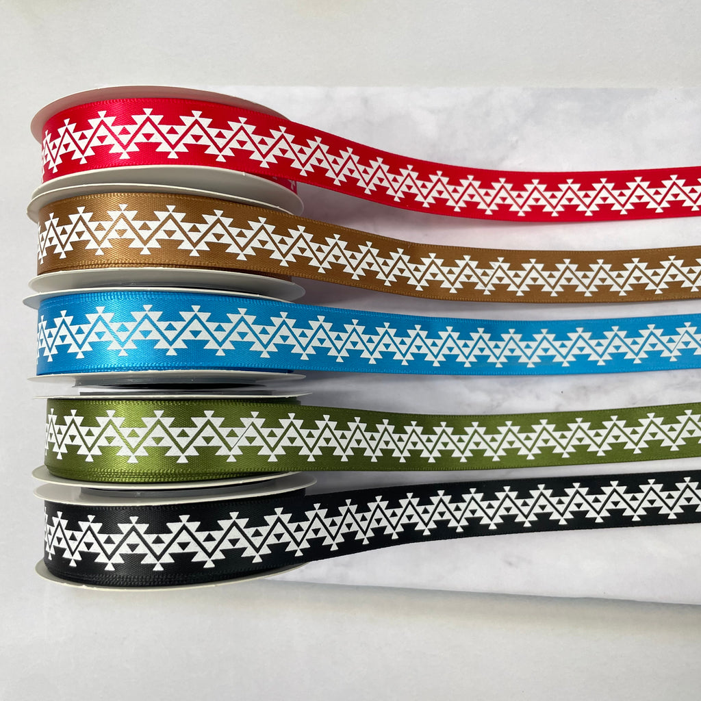 5/8" x 10 yd. Satin Ribbon Cali Native Basket Pattern #1